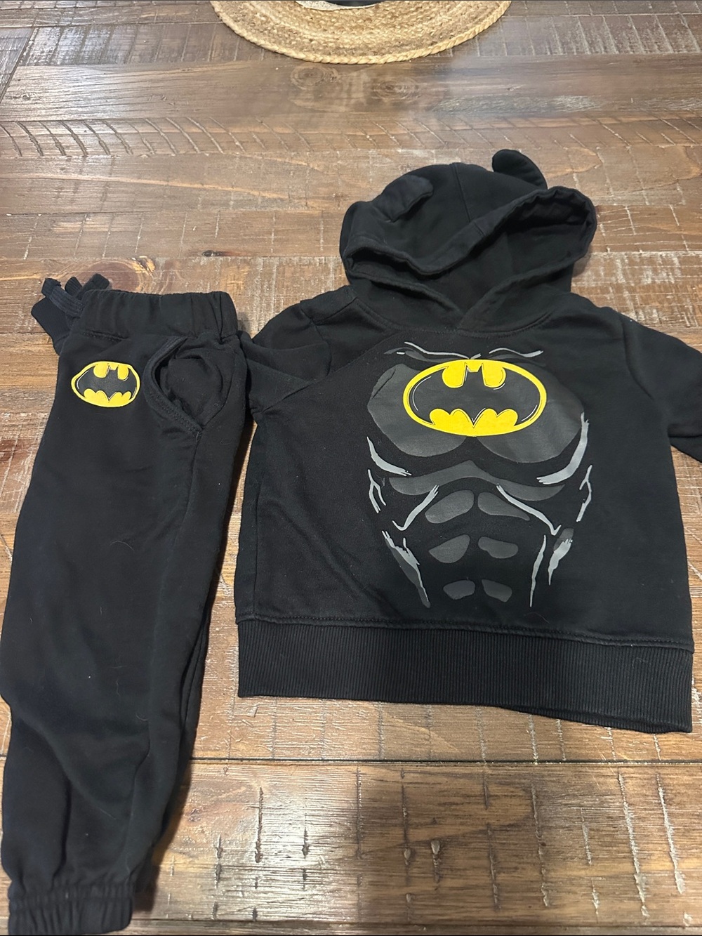 Batman Black Hoodie and Pants Set with Yellow Accents